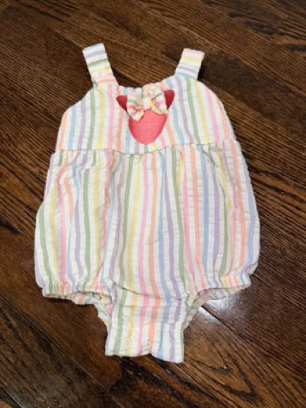 Disney Baby Minnie Mouse Rainbow Stripe Bubble Romper 3-6M
